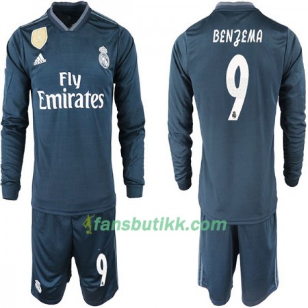 Fotballdrakt Real Madrid BENZEMA 11 Barn Bortetrøye 2018-2019 Langermet